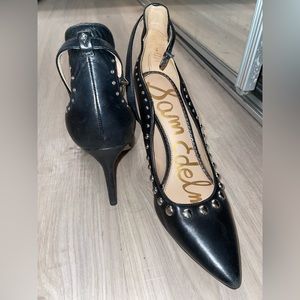 Sam Edelman “Helen” Leather Ankle Strap Heel